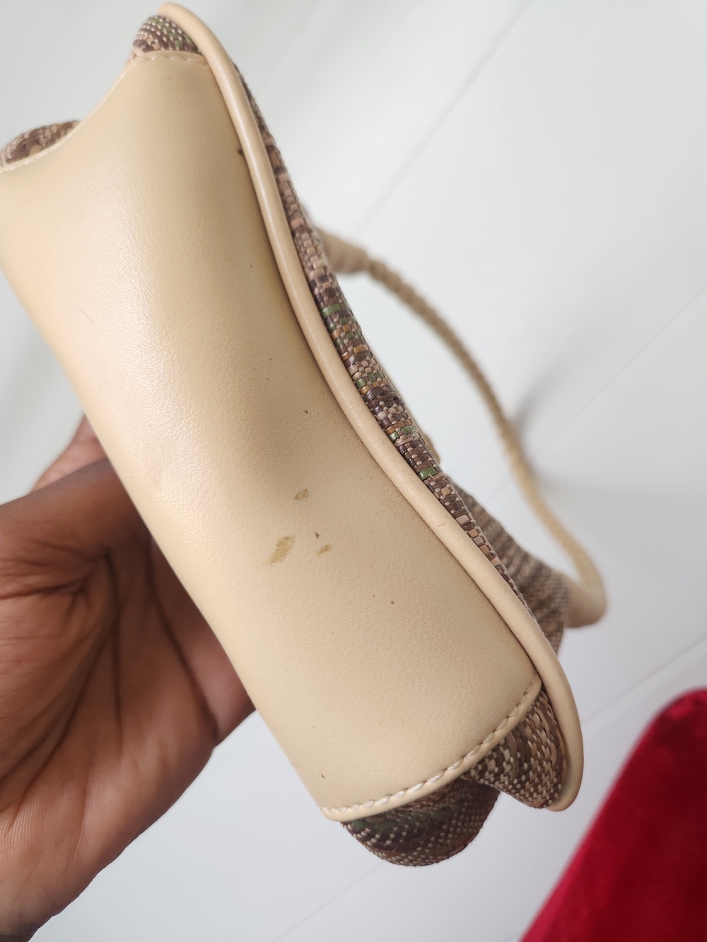 Liz Claiborne Beige Woven Mini Shoulder Bag with Braided Handle - Picture 5 of 10